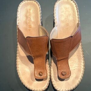 Ladies Brown Leather Thong Sandals